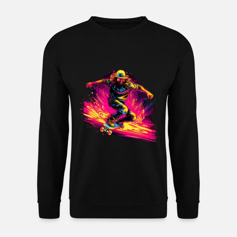 Skateboarder Neon Stil - Unisex Pullover - Schwarz