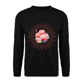 Yoga mit Strahlen Energie - Unisex Pullover - Schwarz - Vorne - Alina (178cm) & Michal (187cm)