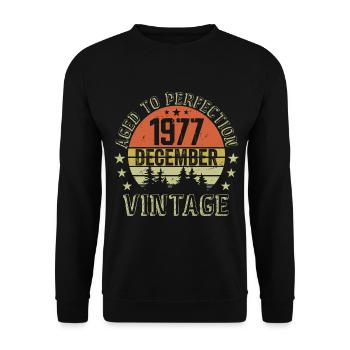 Retro Birthday Gift - Born In December 1977 - Unisex Sweatshirt - black - Front - Alina (178cm) & Michal (187cm)