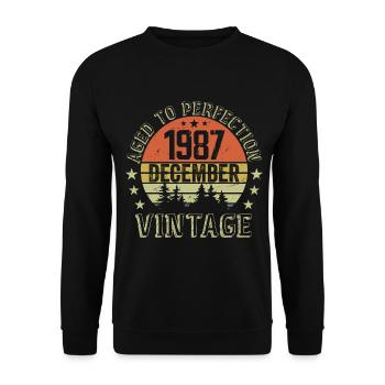 Retro Birthday Gift - Born In December 1987 - Unisex Sweatshirt - black - Front - Alina (178cm) & Michal (187cm)
