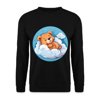 Niedlicher Bär Schlafen Bärchen für Kinder und - Unisex Pullover - Schwarz - Vorne - Alina (178cm) & Michal (187cm)