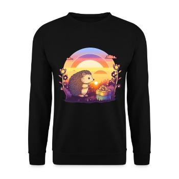 Happy Eastern Hedgehog search easter gifts - Unisex Pullover - Schwarz - Vorne - Alina (178cm) & Michal (187cm)