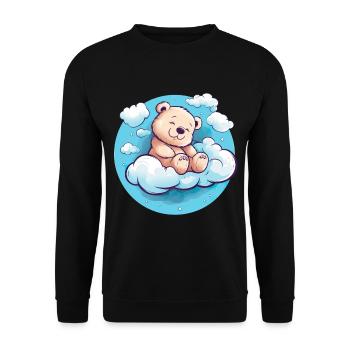 Niedlicher Bär Schlafen Wolken für Kinder - Unisex Pullover - Schwarz - Vorne - Alina (178cm) & Michal (187cm)