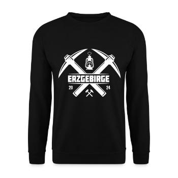 Erzgebirge Sachsen Bergbau Bergarbeiter - Unisex Pullover - Schwarz - Vorne - Alina (178cm) & Michal (187cm)