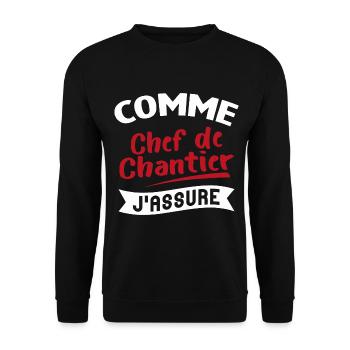 Comme Chef de chantier Cadeau humour - Sweat-shirt Unisexe - noir - Devant - Alina (178cm) & Michal (187cm)