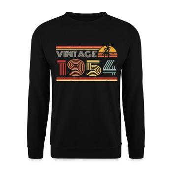 1954 Limited Edition Geburtstag Outfit 1954 vintag - Unisex Pullover - Schwarz - Vorne - Alina (178cm) & Michal (187cm)