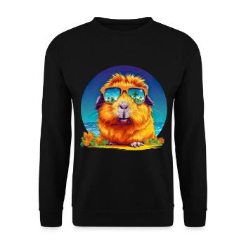 Meerschweinchen mit Sonnenbrille - Unisex Pullover - Schwarz - Vorne - Alina (178cm) & Michal (187cm)