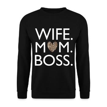 WIFE MOM BOS - Unisex Sweatshirt - black - Front - Alina (178cm) & Michal (187cm)