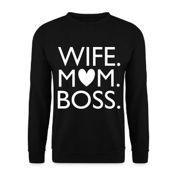 wife mom - Unisex Pullover - Schwarz - Vorne - Alina (178cm) & Michal (187cm)