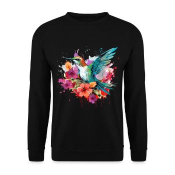 Bunter Kolibri Vogel für Ornithologe - Unisex Pullover - Schwarz - Vorne - Alina (178cm) & Michal (187cm)