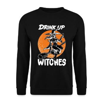 Drink Up Witches Halloween Party Shirt Gift - Unisex Sweatshirt - black - Front - Alina (178cm) & Michal (187cm)