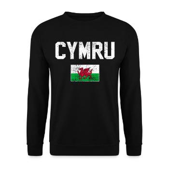 Drapeau du Pays de Galles Vintage - Sweat-shirt Unisexe - noir - Devant - Alina (178cm) & Michal (187cm)