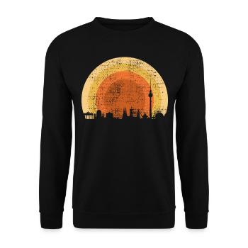 Vintage Berlin T Shirt - Unisex Pullover - Schwarz - Vorne - Alina (178cm) & Michal (187cm)