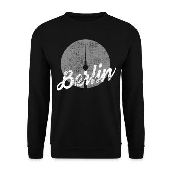 Vintage Fernsehturm Berlin - Unisex Pullover - Schwarz - Vorne - Alina (178cm) & Michal (187cm)
