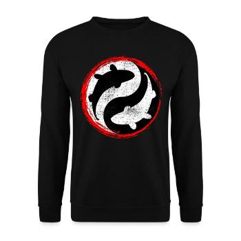 Koi Ying Yang - Unisex Sweatshirt - black - Front - Alina (178cm) & Michal (187cm)