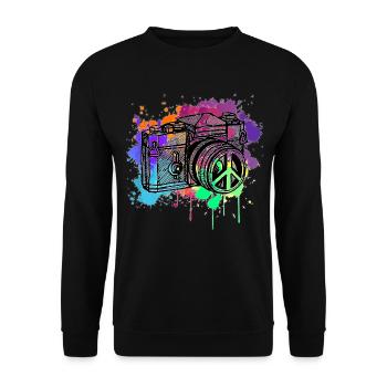 Kamera - Unisex Pullover - Schwarz - Vorne - Alina (178cm) & Michal (187cm)