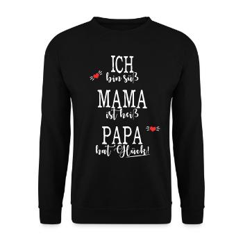Papa Mama Baby Vatertag Glueck - Unisex Pullover - Schwarz - Vorne - Alina (178cm) & Michal (187cm)