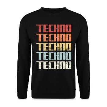 Retro Vintage Techno - Unisex Pullover - Schwarz - Vorne - Alina (178cm) & Michal (187cm)
