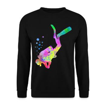 Taucher Motiv - Unisex Pullover - Schwarz - Vorne - Alina (178cm) & Michal (187cm)