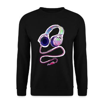 Headphone - Unisex Sweatshirt - black - Front - Alina (178cm) & Michal (187cm)
