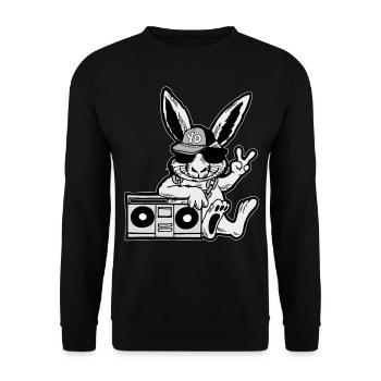 Hip Hop Bunny Ghetto Blaster 90s - Unisex Sweatshirt - black - Front - Alina (178cm) & Michal (187cm)