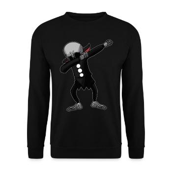 Halloween Dabbing Skeleton - Unisex Sweatshirt - black - Front - Alina (178cm) & Michal (187cm)