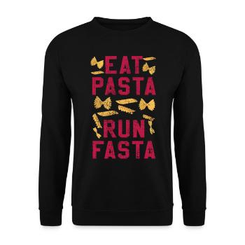 Pasta Spruch - Unisex Pullover - Schwarz - Vorne - Alina (178cm) & Michal (187cm)