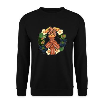 Peace Zeichen Keto Vegan Gemuese - Unisex Pullover - Schwarz - Vorne - Alina (178cm) & Michal (187cm)