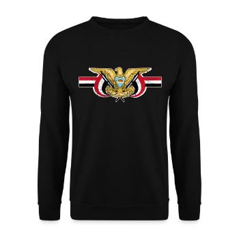Jemen Wappen Adler - Unisex Pullover - Schwarz - Vorne - Alina (178cm) & Michal (187cm)