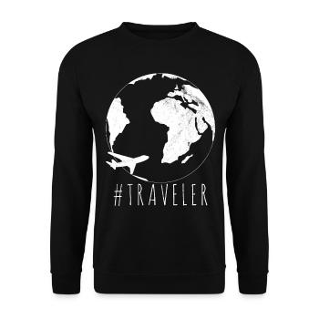 Globe World Map Travel - Unisex Sweatshirt - black - Front - Alina (178cm) & Michal (187cm)