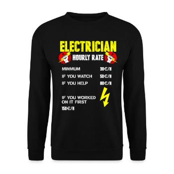 Elektricien uurtarief - Uniseks sweater - zwart - Voor - Alina (178cm) & Michal (187cm)