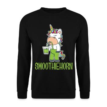 Drôle Licorne Boissons Smoothie Vert Vegan - Sweat-shirt Unisexe - noir - Devant - Alina (178cm) & Michal (187cm)
