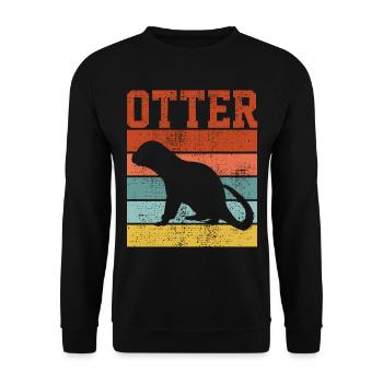 OTTER VINTAGE - Sweat-shirt Unisexe - noir - Devant - Alina (178cm) & Michal (187cm)