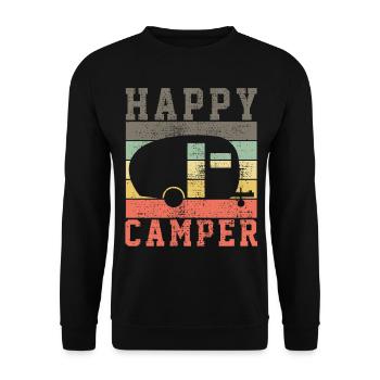Campen Wohnwagen - Unisex Pullover - Schwarz - Vorne - Alina (178cm) & Michal (187cm)