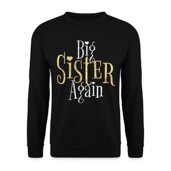 Grosse Schwester - Unisex Pullover - Schwarz - Vorne - Alina (178cm) & Michal (187cm)