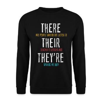 Englischlehrer für Grammatik - Unisex Pullover - Schwarz - Vorne - Alina (178cm) & Michal (187cm)