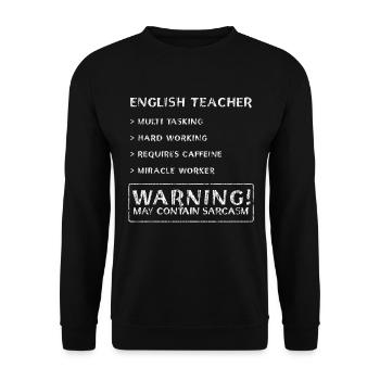 T-shirt de professeur d'anglais - Sweat-shirt Unisexe - noir - Devant - Alina (178cm) & Michal (187cm)