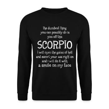 Skorpions-Tierkreis-Zeichen-T-Shirt - Unisex Pullover - Schwarz - Vorne - Alina (178cm) & Michal (187cm)