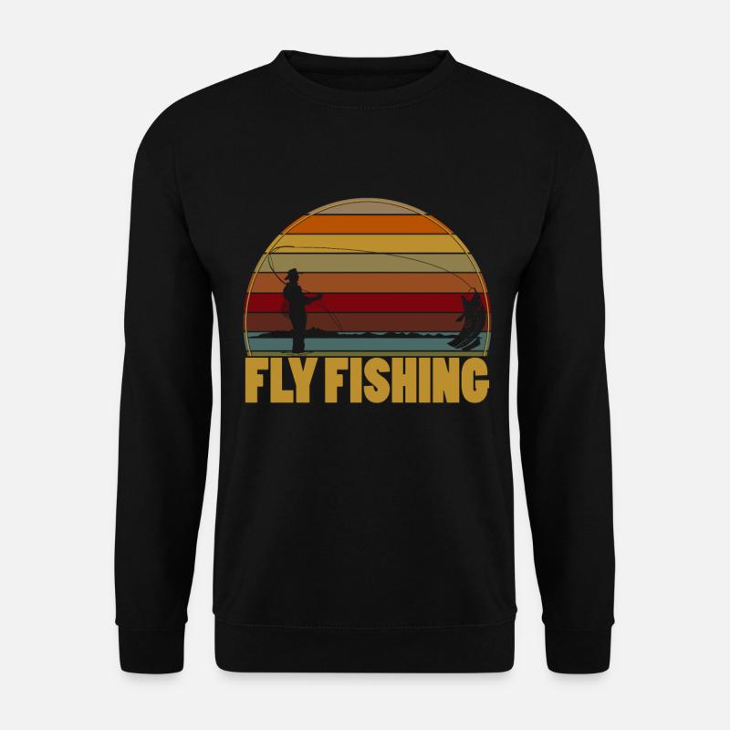 Fliegenfischen Angeln Forelle Fischer Aal Geschenk - Unisex Pullover - Schwarz