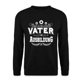 Vater in Ausbildung - Werdender Papa - Unisex Pullover - Schwarz - Vorne - Alina (178cm) & Michal (187cm)
