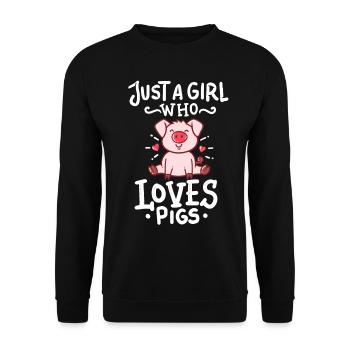 Schwein-Ferkel-Schwein-Tier nett - Unisex Pullover - Schwarz - Vorne - Alina (178cm) & Michal (187cm)