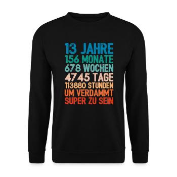 Cadeau d'anniversaire 13 ans 13 ans - Sweat-shirt Unisexe - noir - Devant - Alina (178cm) & Michal (187cm)
