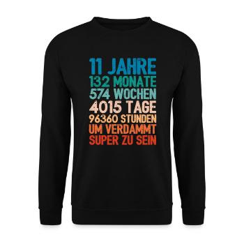 Cadeau d’anniversaire pour 11 ans 11 ans - Sweat-shirt Unisexe - noir - Devant - Alina (178cm) & Michal (187cm)