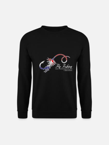 Fliegenfischen Angeln Kroatien Fischer Geschenk - Unisex Pullover - Schwarz