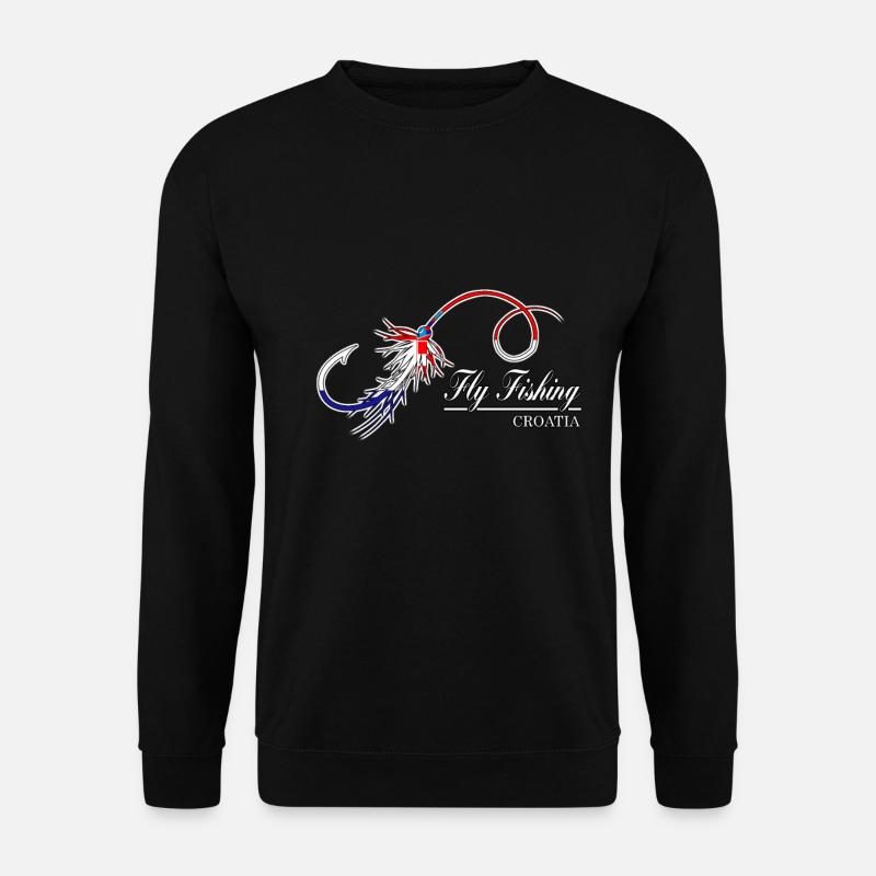 Fliegenfischen Angeln Kroatien Fischer Geschenk - Unisex Pullover - Schwarz