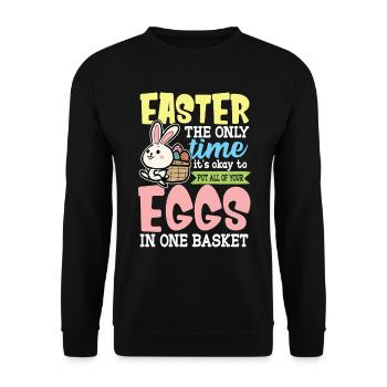 Pâques havre de Pâques nid de Pâques oeufs chasse d’oeufs - Sweat-shirt Unisexe - noir - Devant - Alina (178cm) & Michal (187cm)