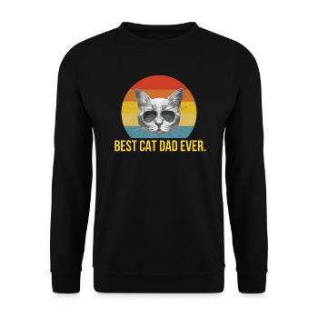 Bester Katzenvater Cat Dad Ever Retro Vintage - Unisex Pullover - Schwarz - Vorne - Alina (178cm) & Michal (187cm)