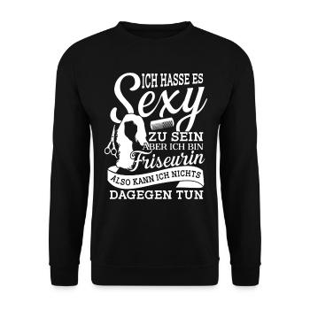 Coiffeuse sexy - Salon de coiffure Salon Studio - Sweat-shirt Unisexe - noir - Devant - Alina (178cm) & Michal (187cm)