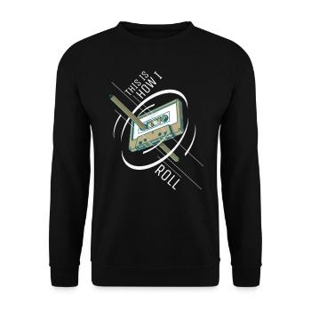90s party outfit costume clothes cassette - Unisex Sweatshirt - black - Front - Alina (178cm) & Michal (187cm)