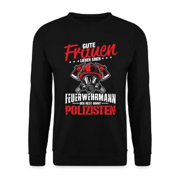 Femmes Polzistes Pompier Cher Amour - Sweat-shirt Unisexe - noir - Devant - Alina (178cm) & Michal (187cm)